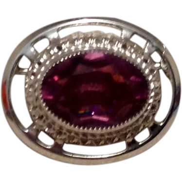 Dancraft Sterling Amethyst Glass Brooch