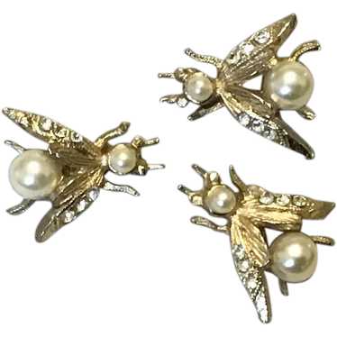 Three Gold Tone Bumble Bee Lapel Pins - image 1