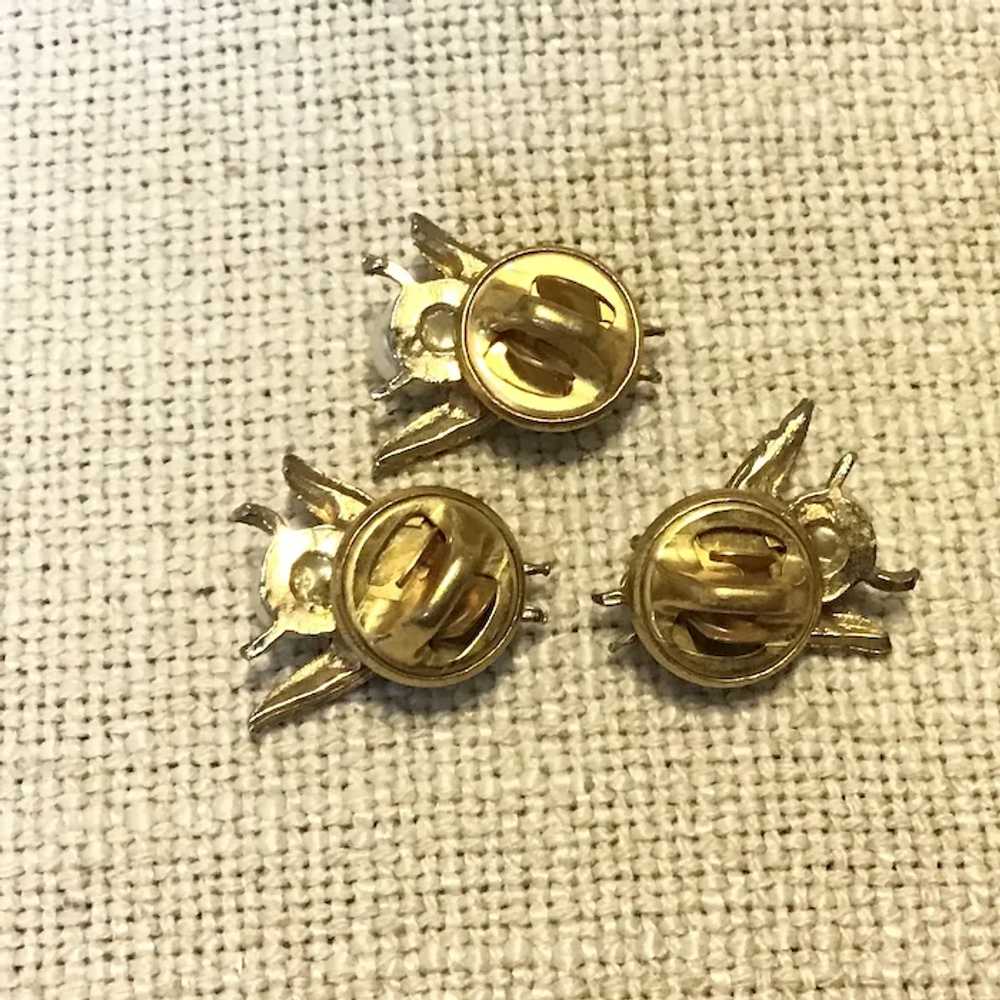 Three Gold Tone Bumble Bee Lapel Pins - image 3