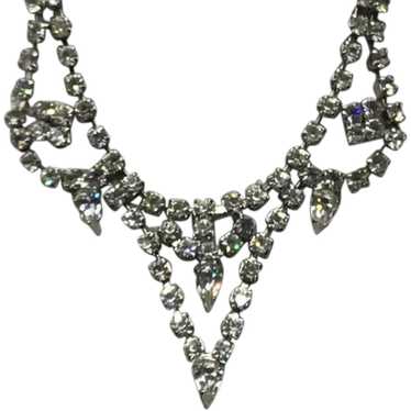 Silver Tone Clear Sparkling Rhinestone Necklace