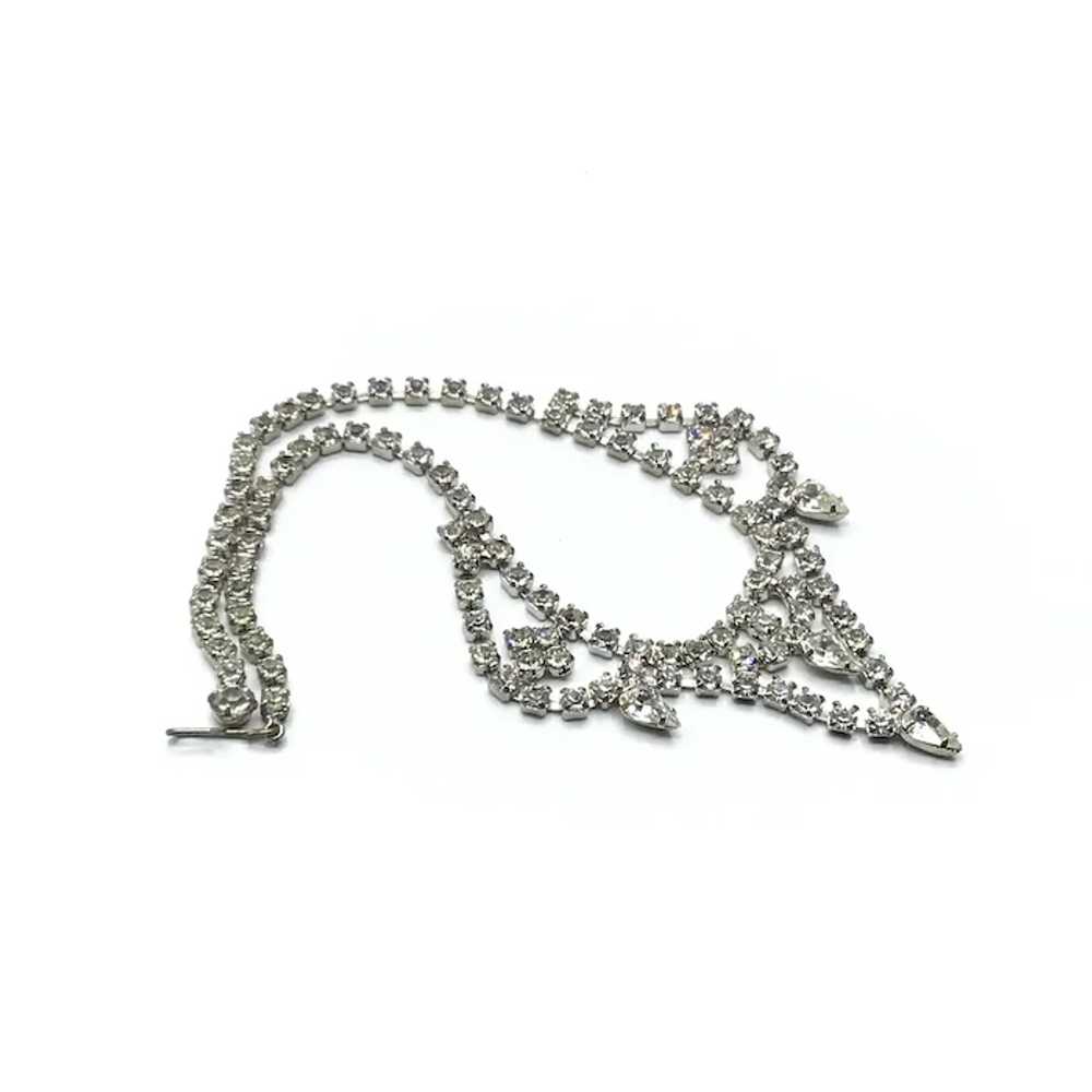 Silver Tone Clear Sparkling Rhinestone Necklace - image 4
