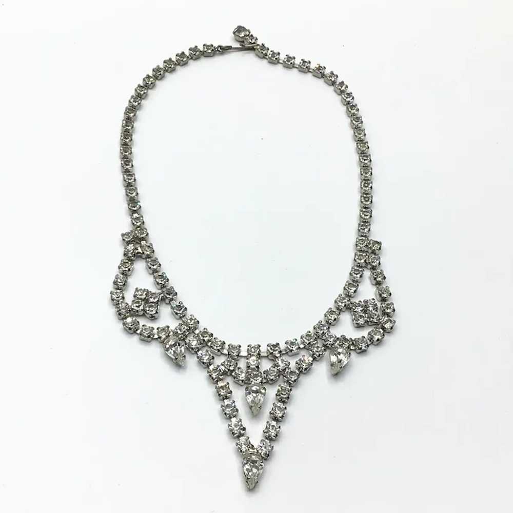 Silver Tone Clear Sparkling Rhinestone Necklace - image 5