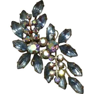 Powder Blue AB Rhinestone Brooch - image 1