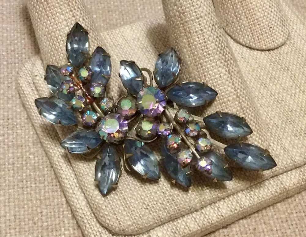 Powder Blue AB Rhinestone Brooch - image 2