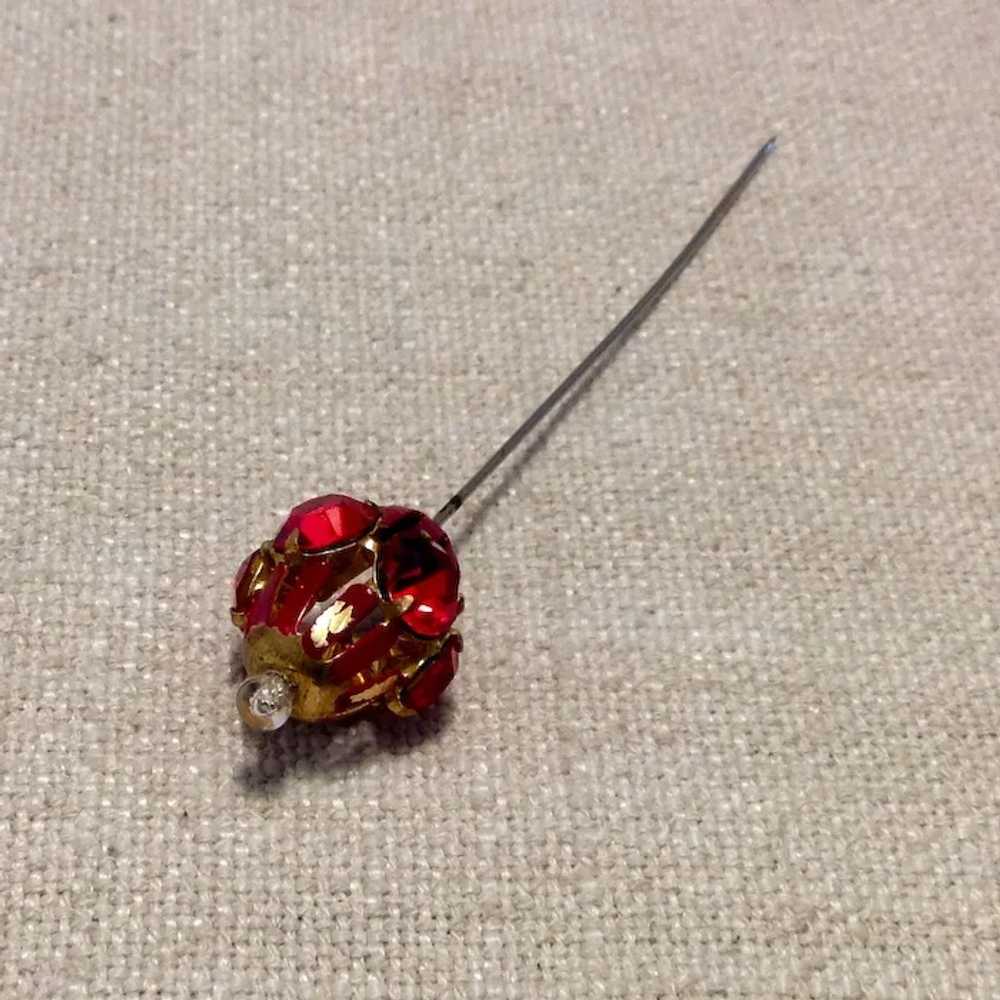 Vintage Red Art Glass Stick Pin - image 2