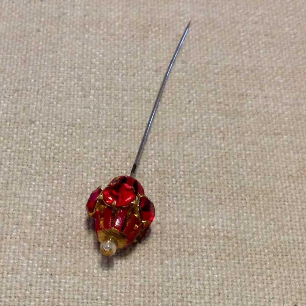 Vintage Red Art Glass Stick Pin - image 3