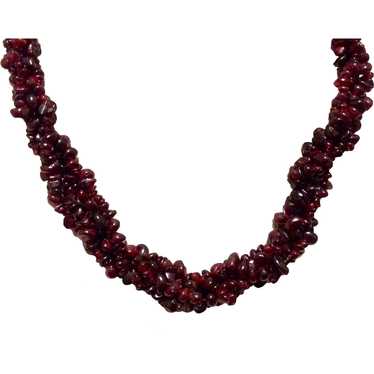 Garnet Rhodolite Gemstone Woven Necklace
