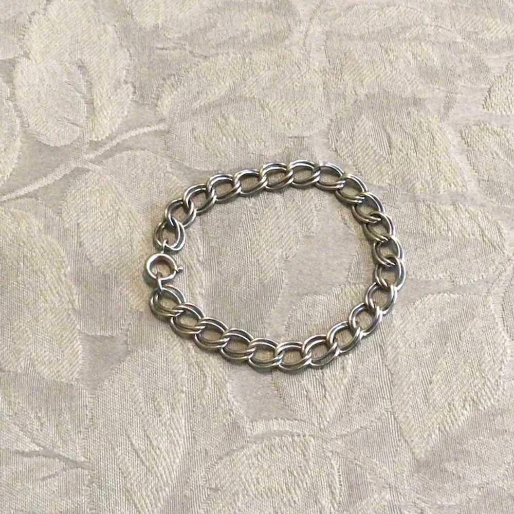 Sterling Silver Double Link Charm Bracelet - image 4