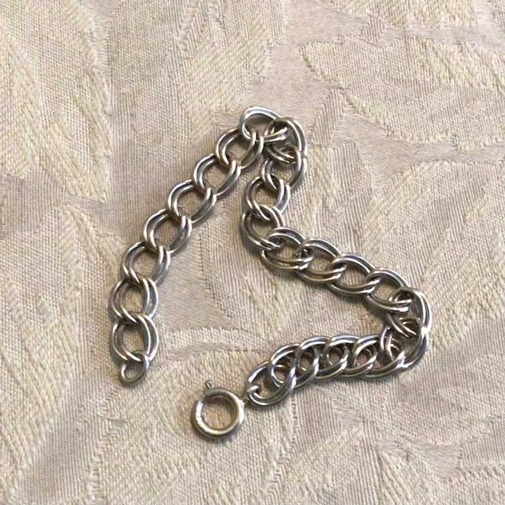 Sterling Silver Double Link Charm Bracelet - image 5