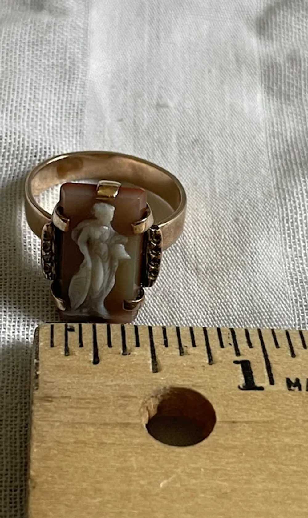 Victorian 1880’s 12K Hardstone Cameo Ring Size 8.5 - image 10