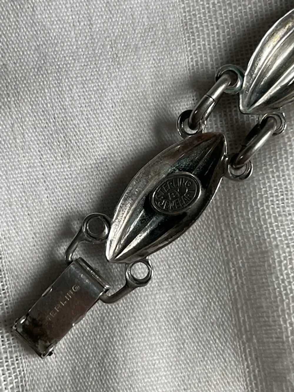 Vintage Sterling Silver Domed Link Bracelet Signe… - image 6