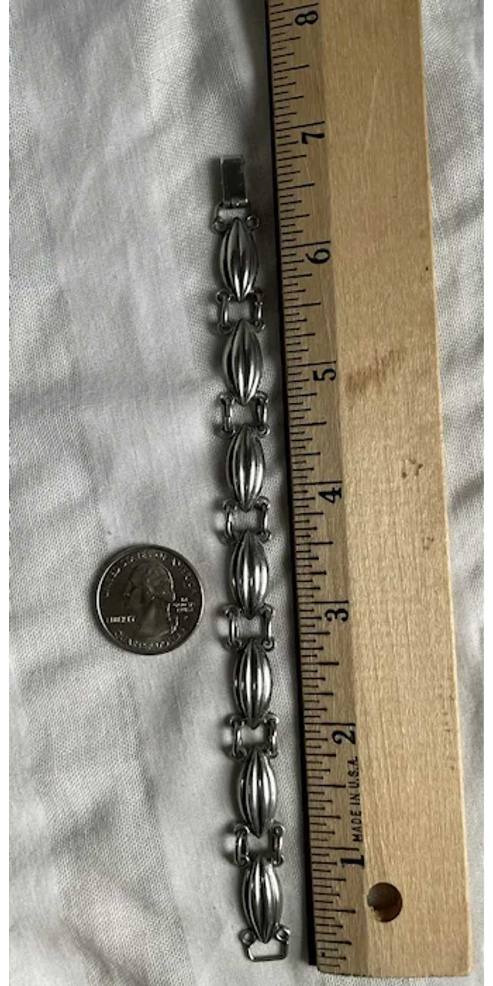 Vintage Sterling Silver Domed Link Bracelet Signe… - image 7