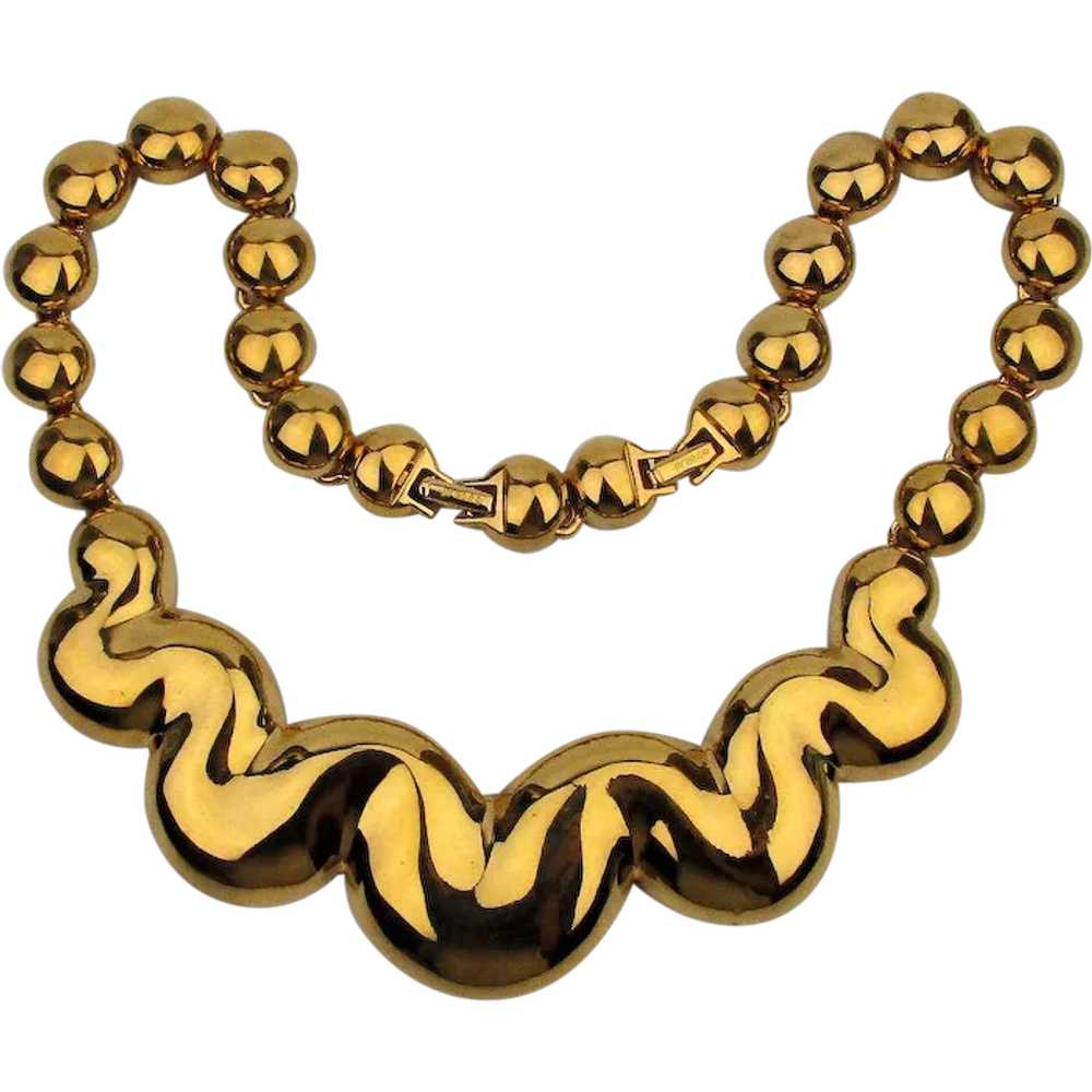 Vintage D'Orlan Knockout Goldtone Necklace Big n Bold - Gem