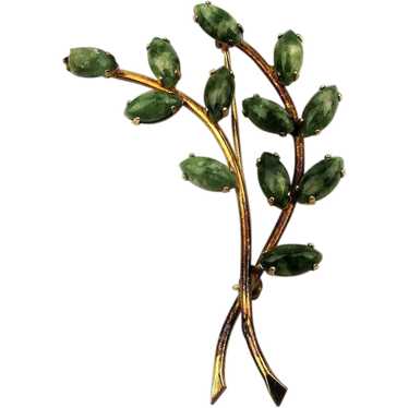 Winard Gold-Filled Jade Buds Tree Branch Pin Brooc