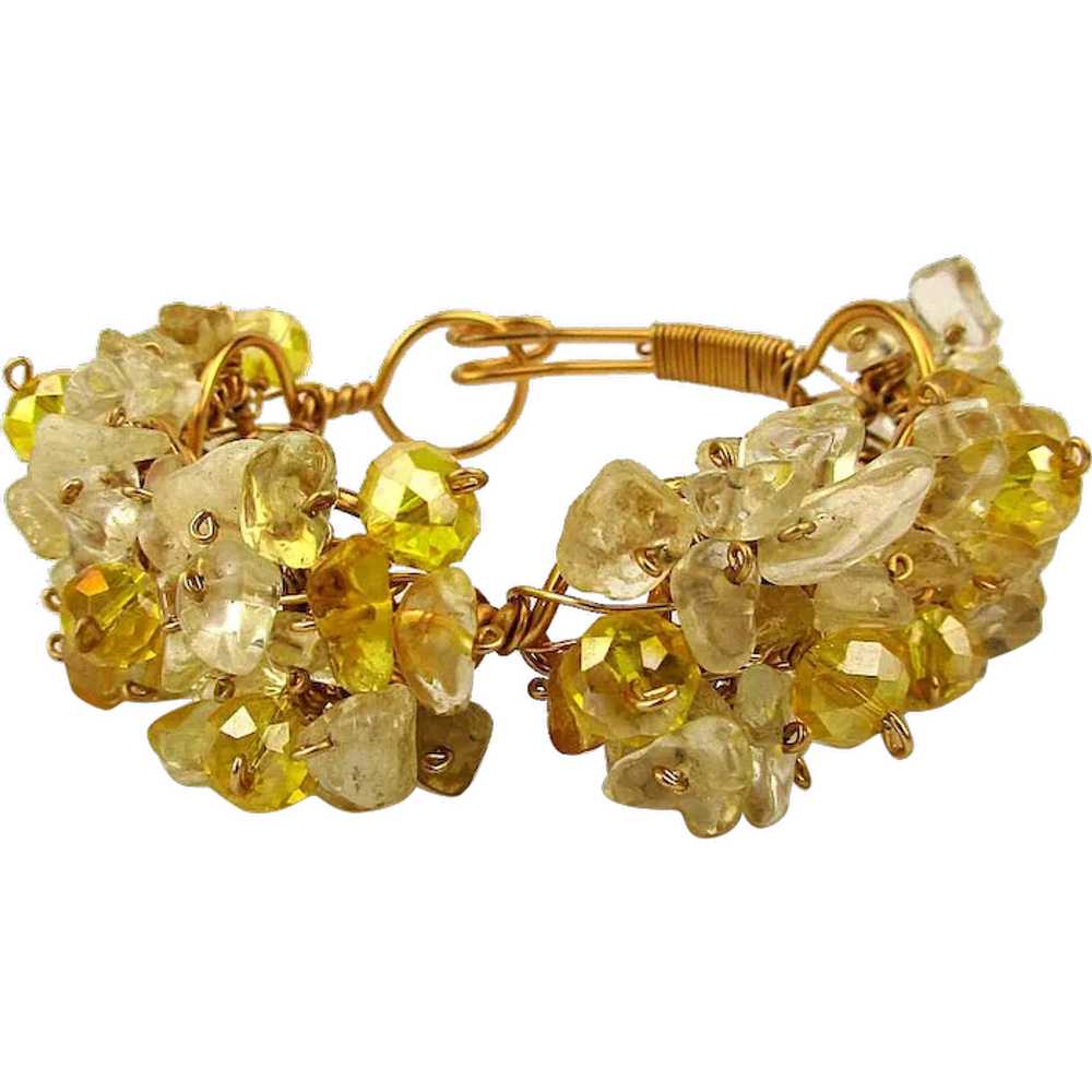 Vintage Glass - Crystal Clusters Goldtone Wired B… - image 1