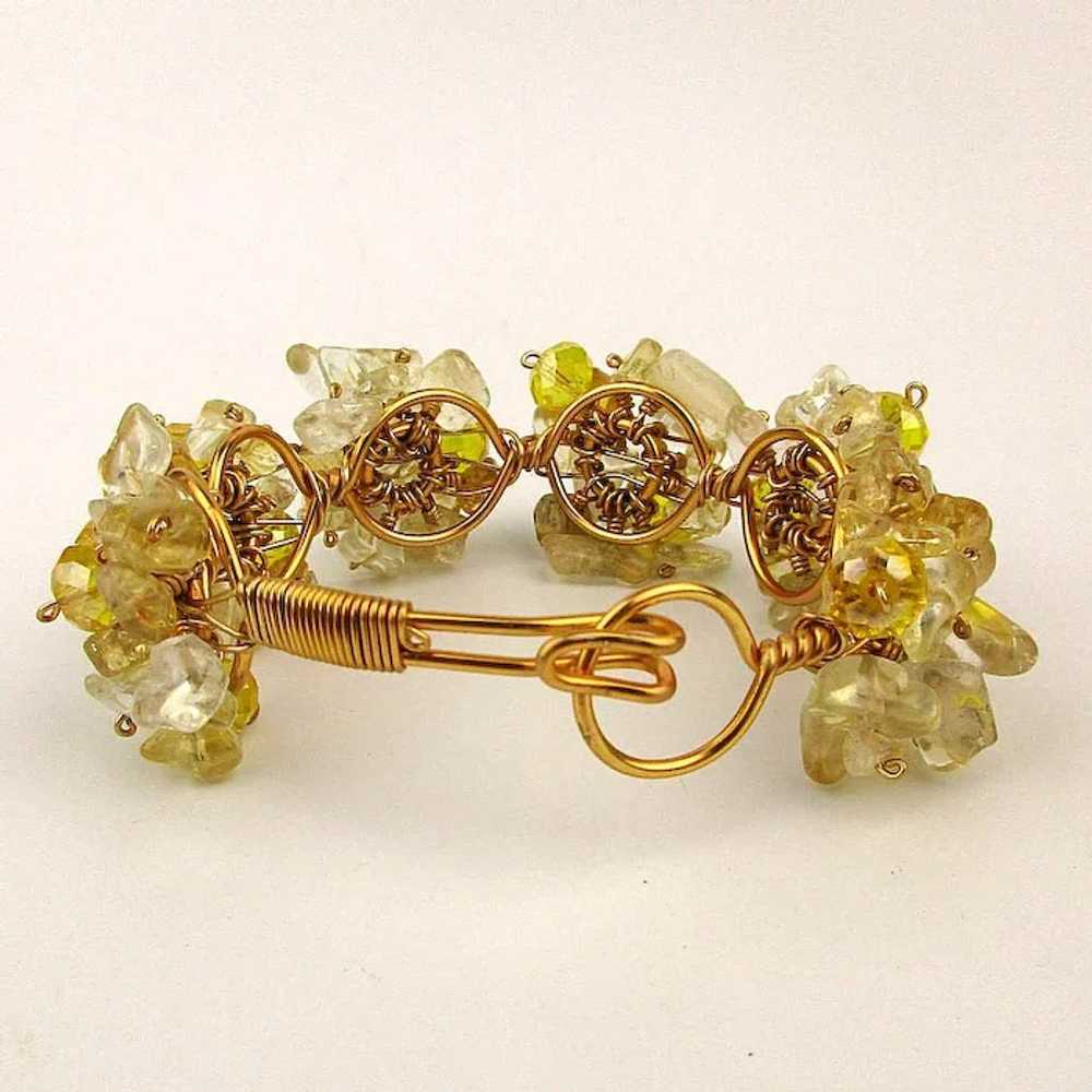 Vintage Glass - Crystal Clusters Goldtone Wired B… - image 3