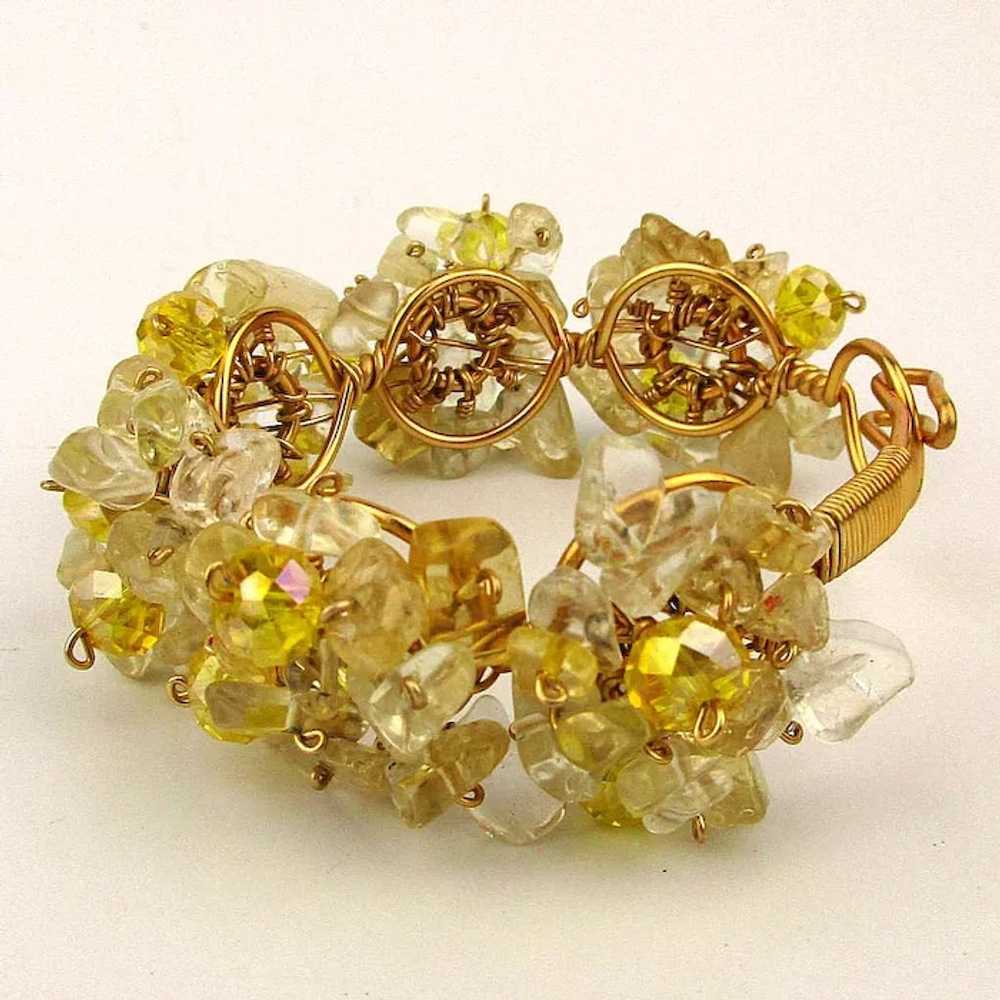 Vintage Glass - Crystal Clusters Goldtone Wired B… - image 4