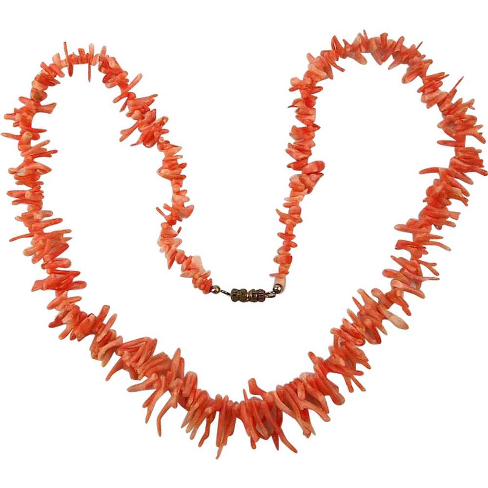 Vintage Pink Branch Coral Necklace 23 Inches - image 1