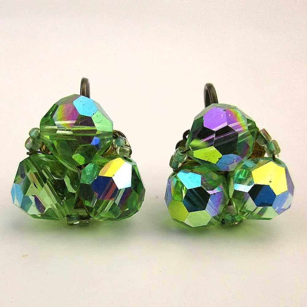 Vintage Aurora Borealis Crystal Pin - Earrings Set - image 3