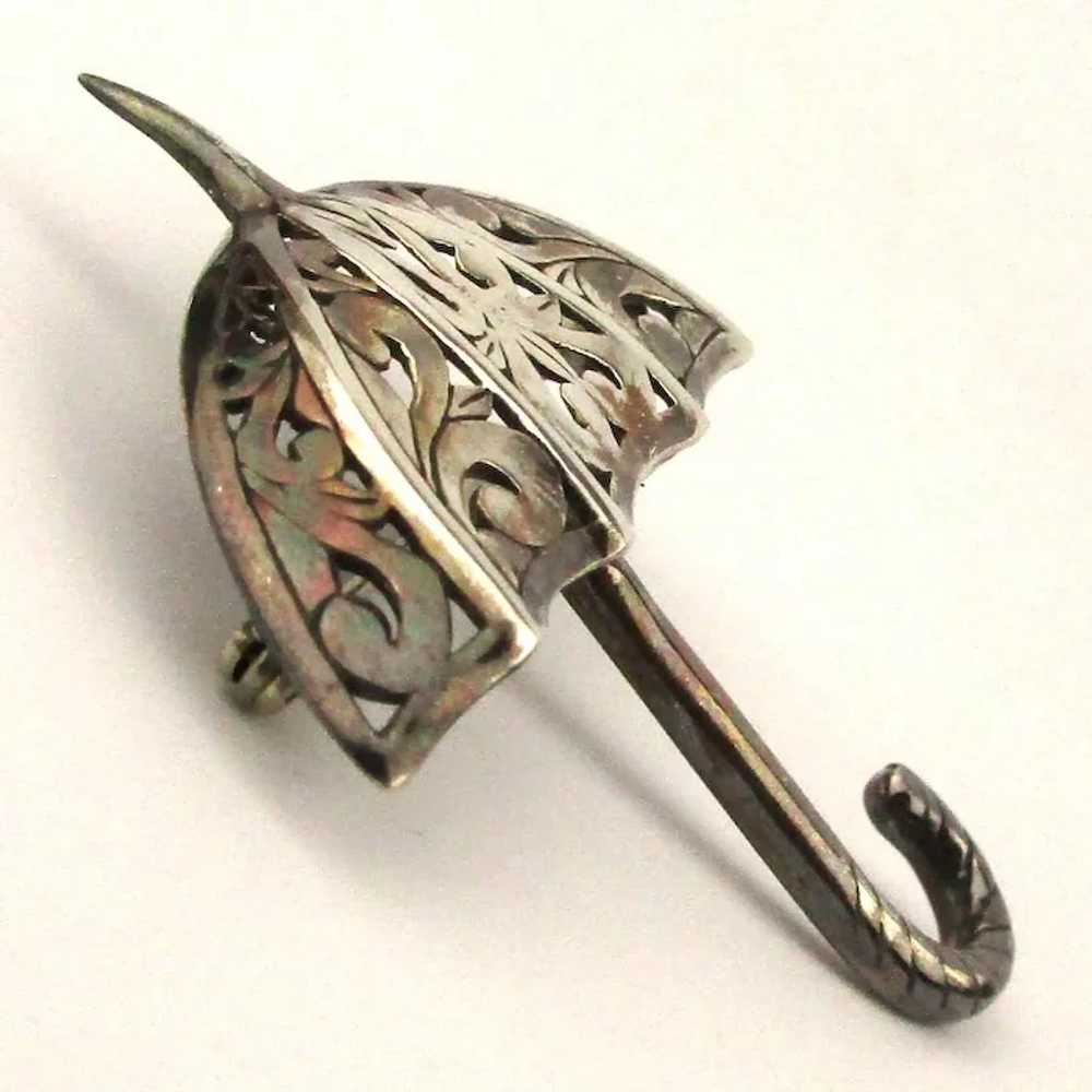 Vintage Jezlaine 925 Sterling Silver Umbrella Pin… - image 2