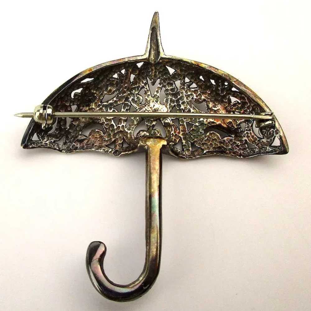 Vintage Jezlaine 925 Sterling Silver Umbrella Pin… - image 3
