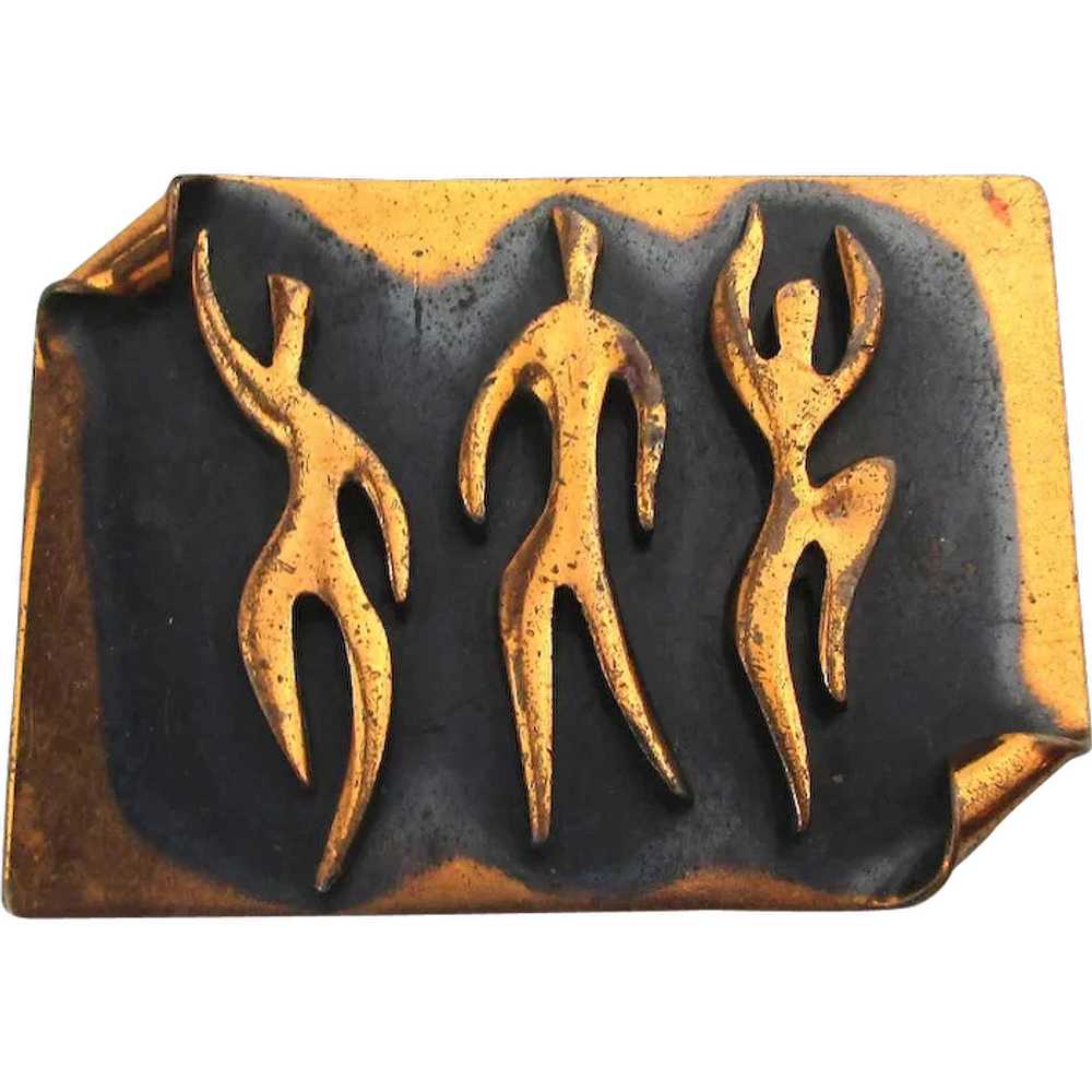 Modernist REBAJES Copper Pin Brooch - Dancers Dan… - image 1