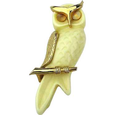 Big Vintage Lucite Owl Pin Brooch