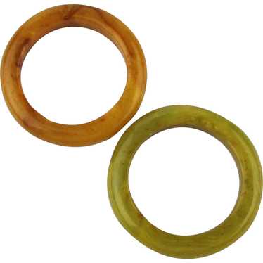 1940s Pair Vintage Bakelite Ring Bands - Two Colo… - image 1