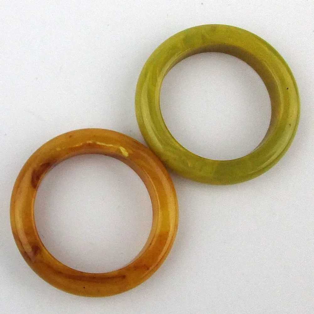 1940s Pair Vintage Bakelite Ring Bands - Two Colo… - image 2