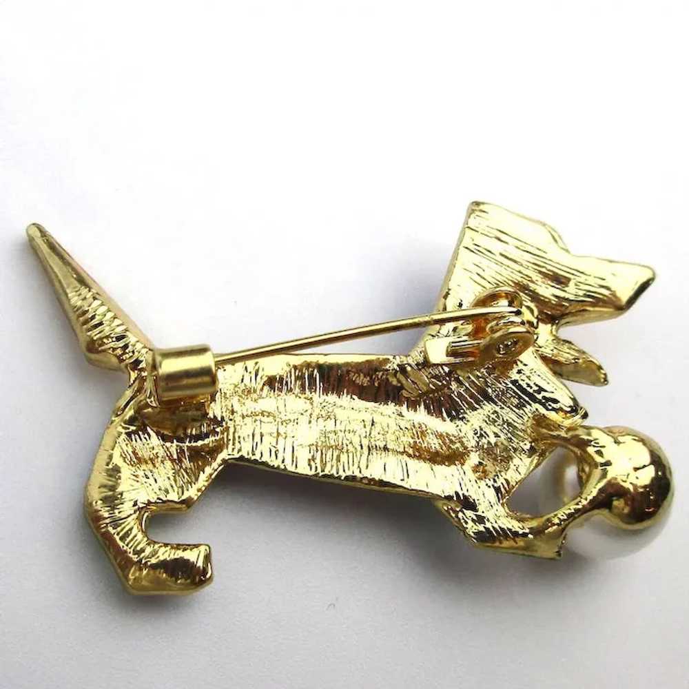 Colorful Rhinestone Encrusted DOG Pin Brooch Very… - image 4