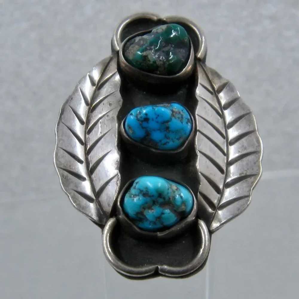 Big Navajo Sterling Royston Turquoise Nuggets Rin… - image 2