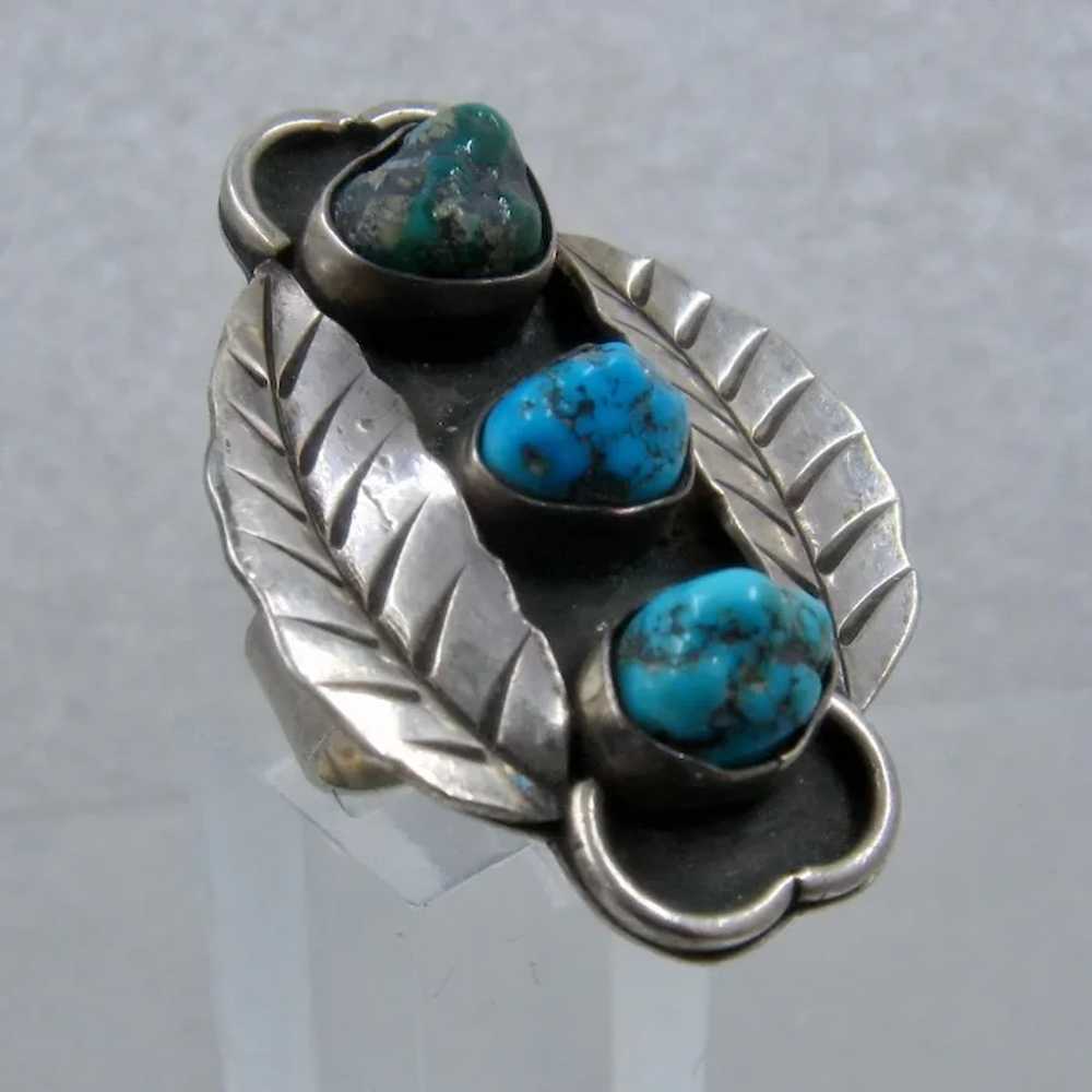 Big Navajo Sterling Royston Turquoise Nuggets Rin… - image 3