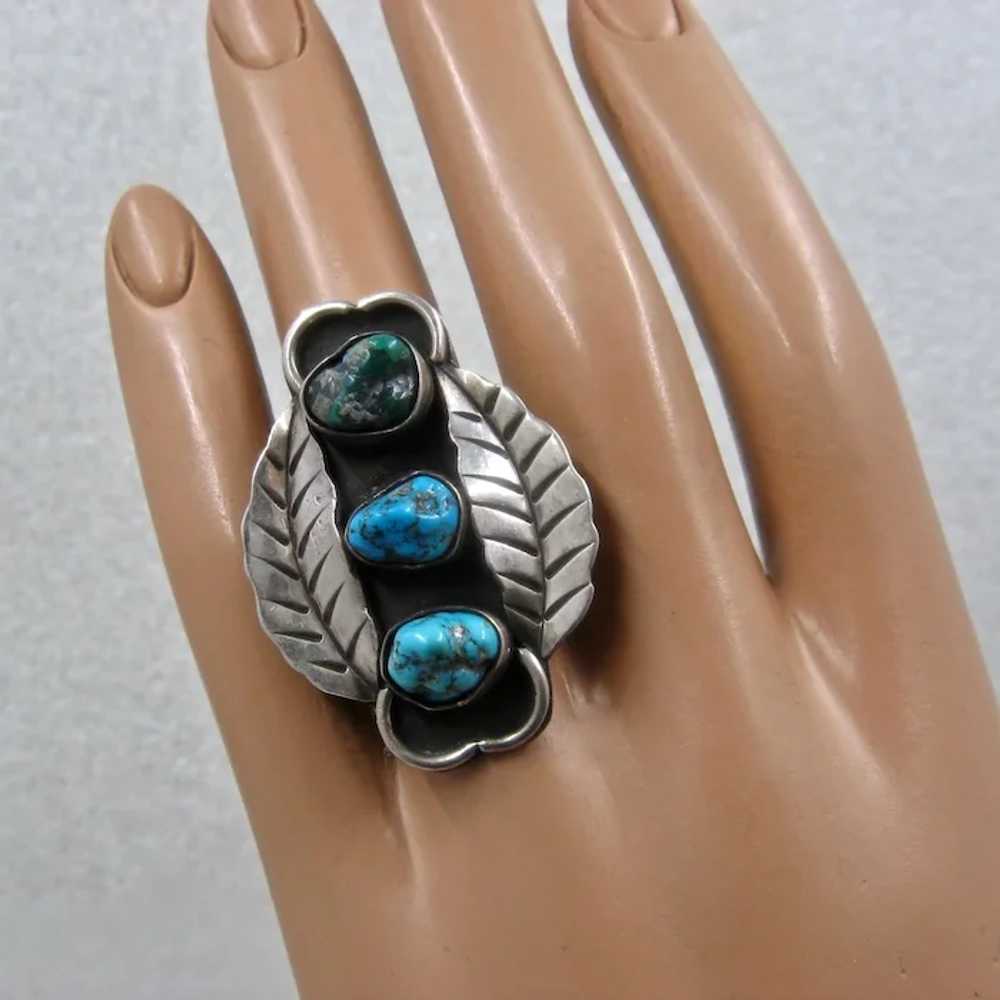 Big Navajo Sterling Royston Turquoise Nuggets Rin… - image 7