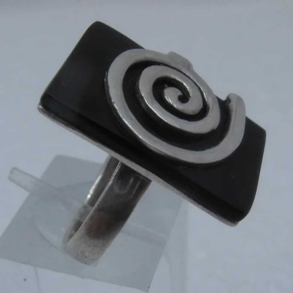 Spiral Sterling Silver on Rectangular Black Glass… - image 2