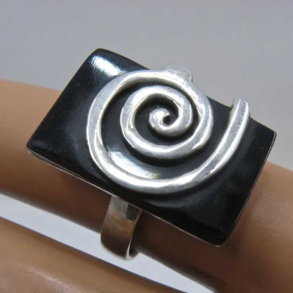 Spiral Sterling Silver on Rectangular Black Glass… - image 7