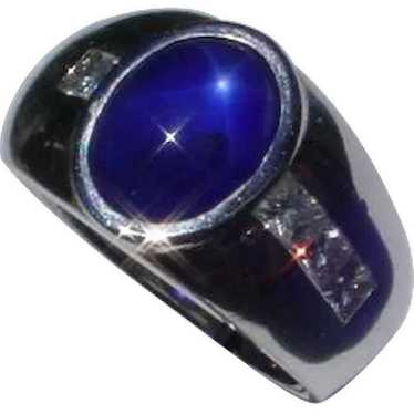 6.4 Carat Blue Star Sapphire, Princess Cut Diamon… - image 1