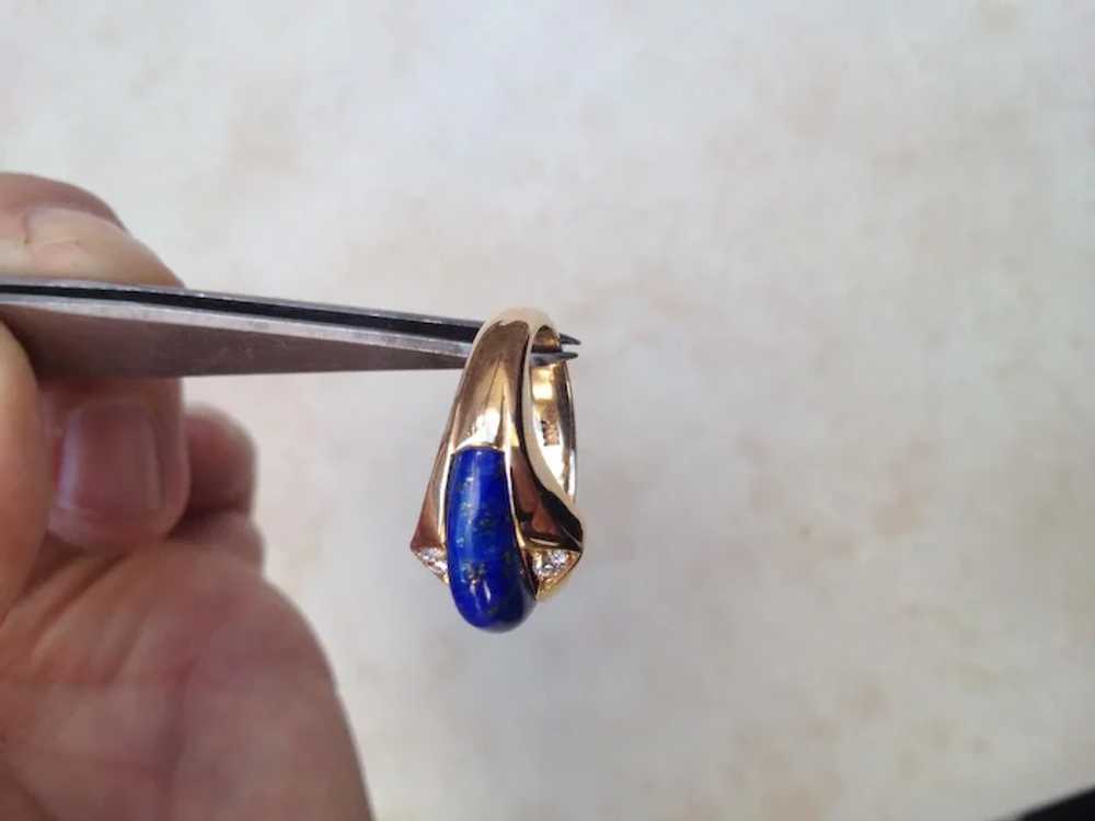 Beautiful 14K Gold Ring Set w/ Lapis Lazuli & 2 D… - image 3
