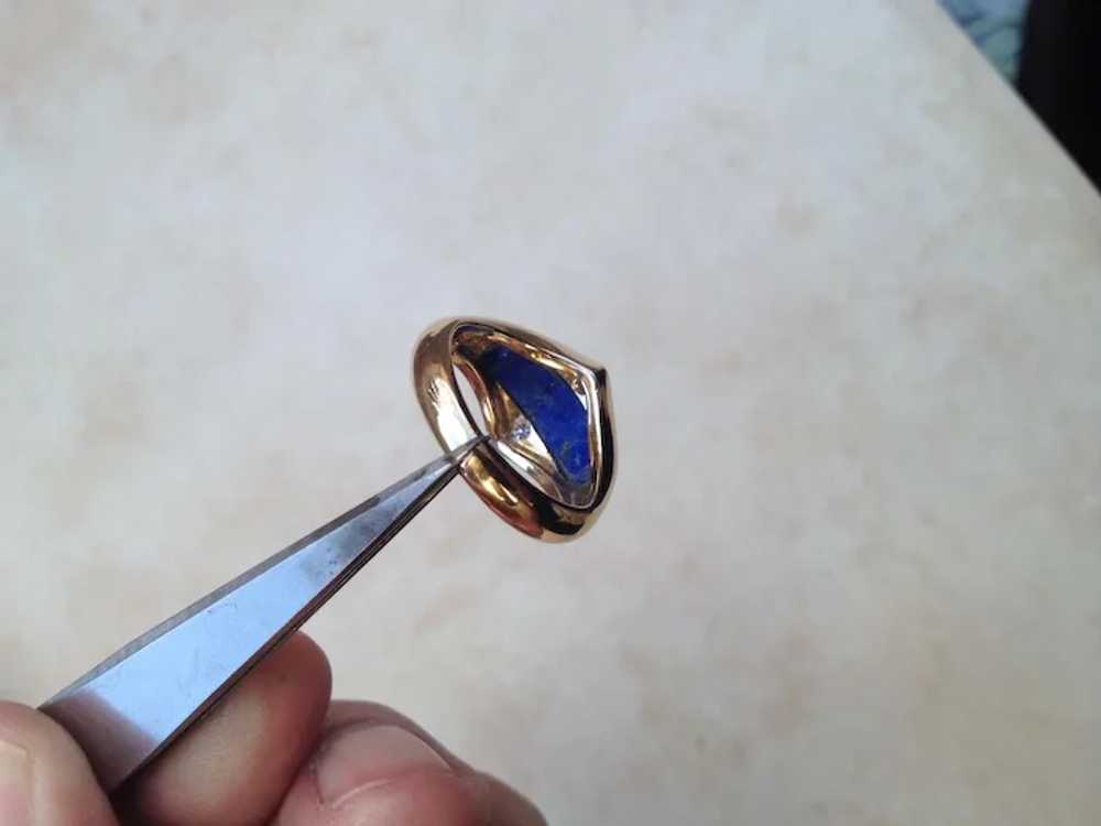 Beautiful 14K Gold Ring Set w/ Lapis Lazuli & 2 D… - image 4