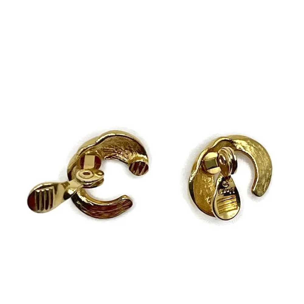 Vintage Goldtone Monet Half Hoop Earrings - image 2