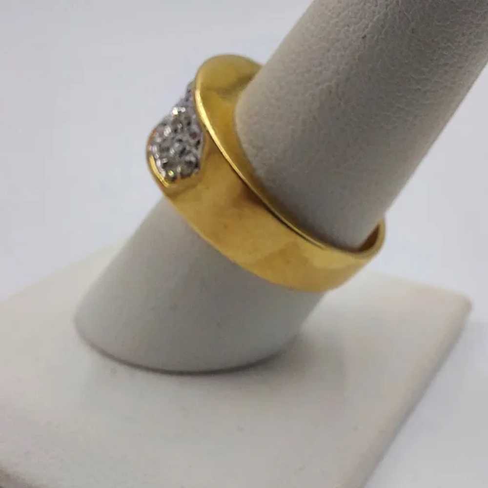 Vintage Edco Dinner Ring Pave Rhinestones Gold To… - image 3