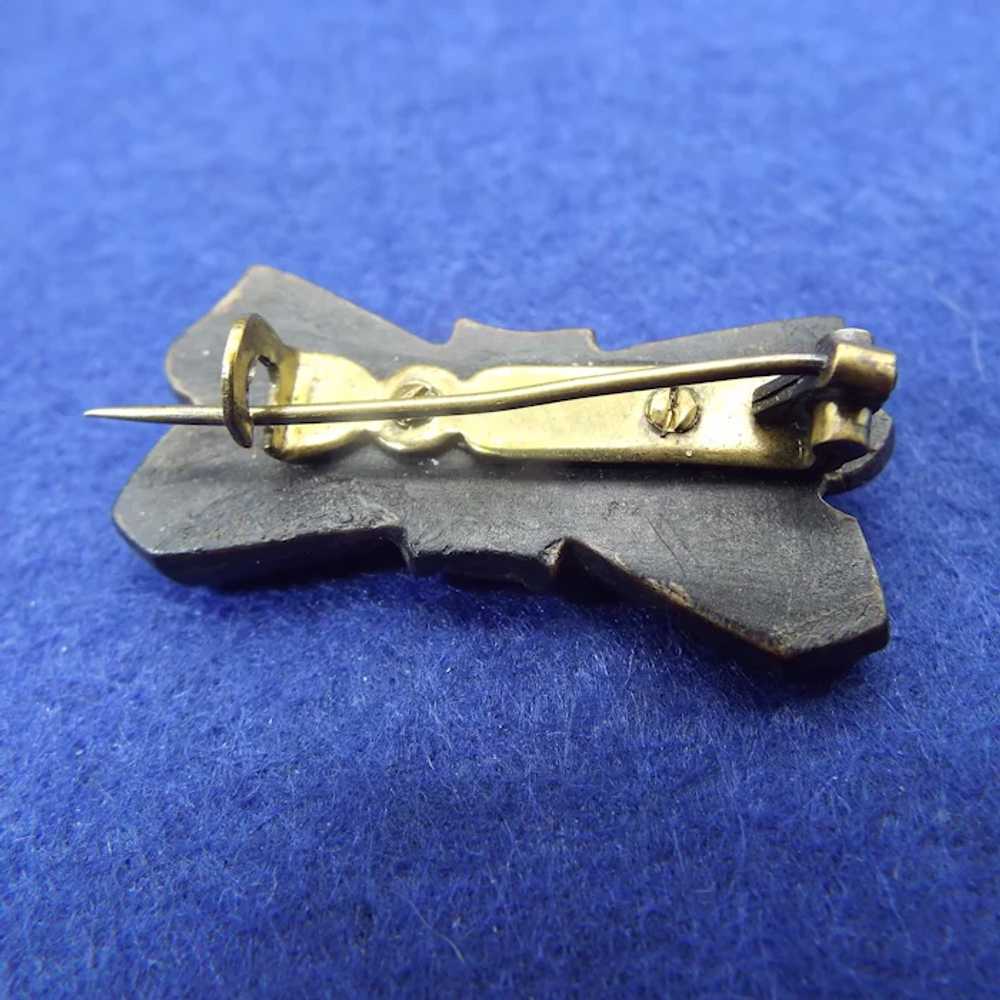Antique French Gutta Percha Bow Brooch, Victorian… - image 4