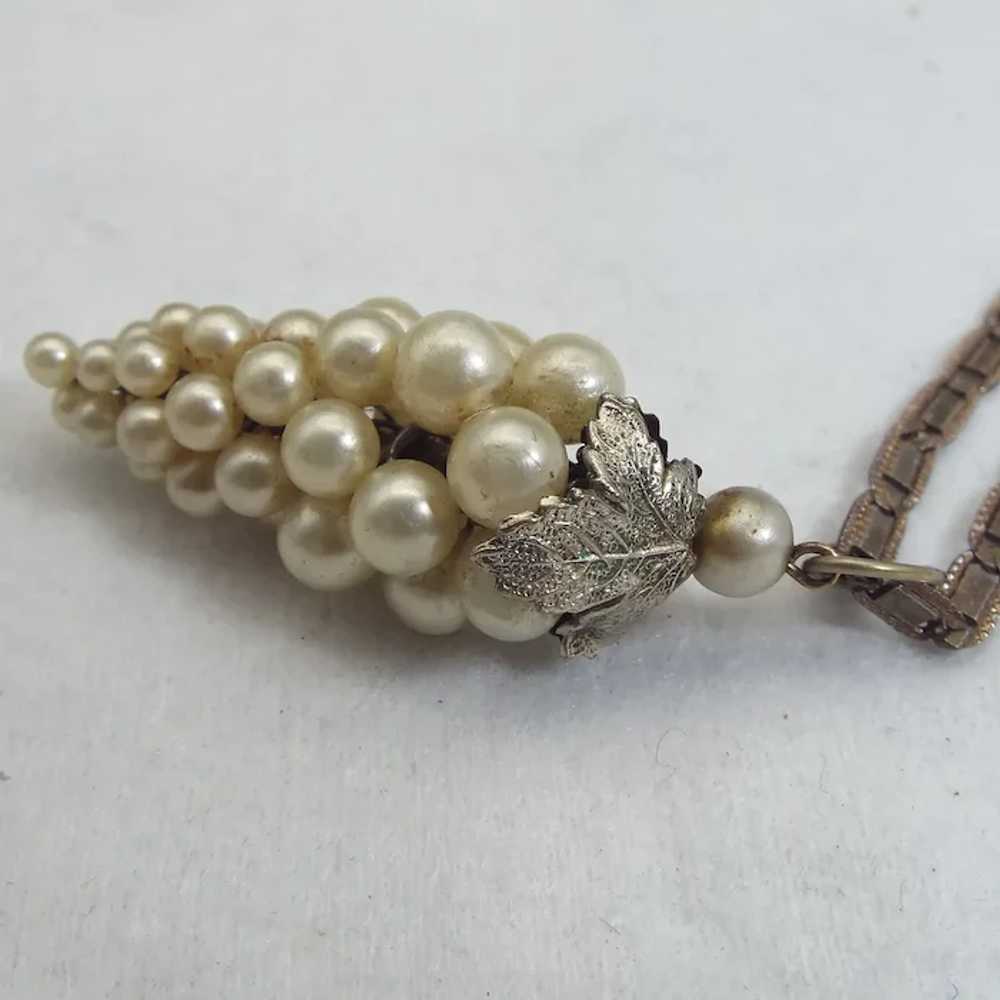 Victorian Revival Faux Pearl Pendant Necklace, Do… - image 2