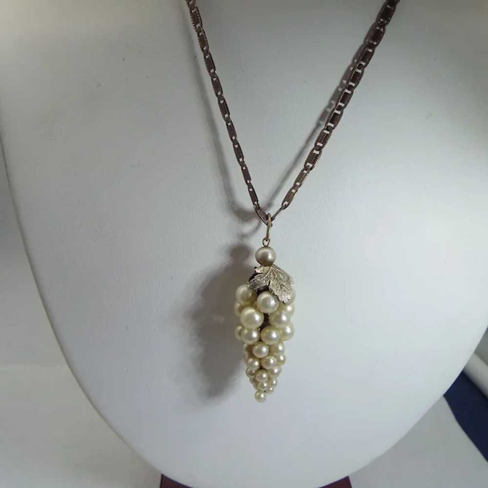 Victorian Revival Faux Pearl Pendant Necklace, Do… - image 3