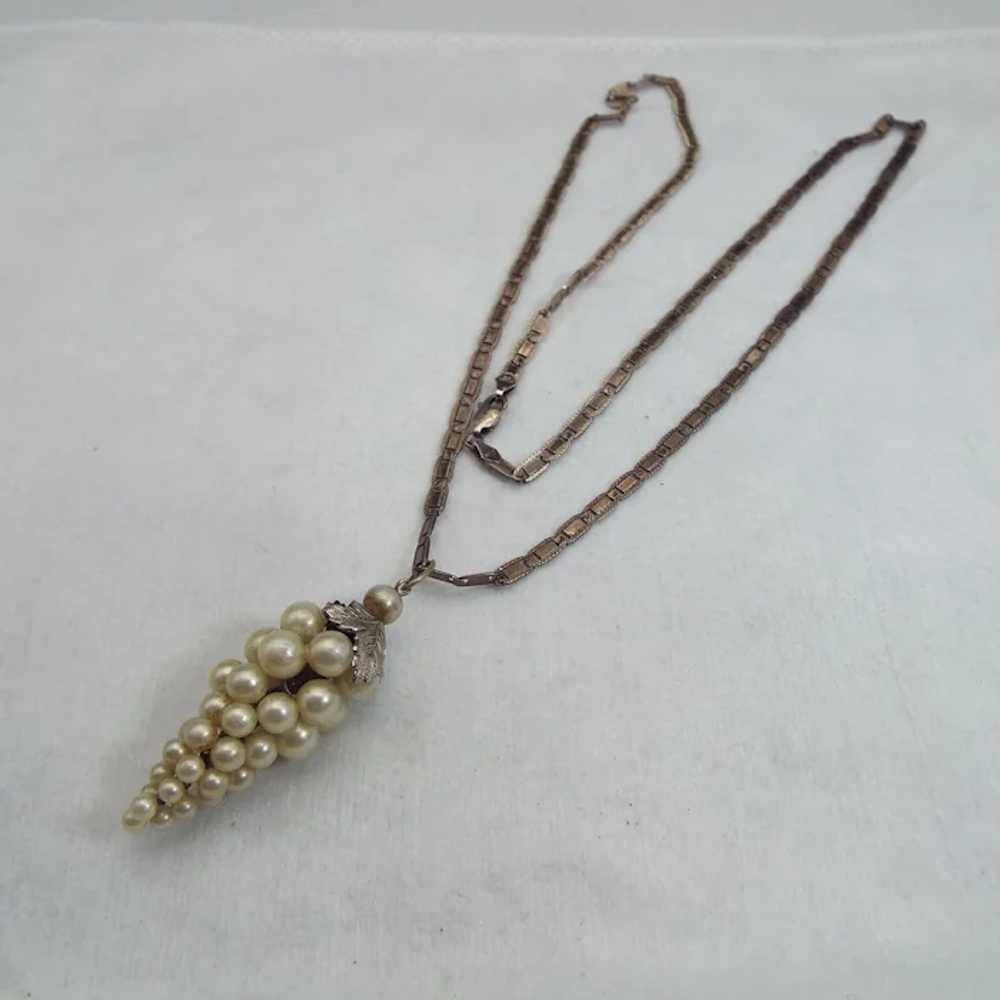Victorian Revival Faux Pearl Pendant Necklace, Do… - image 4