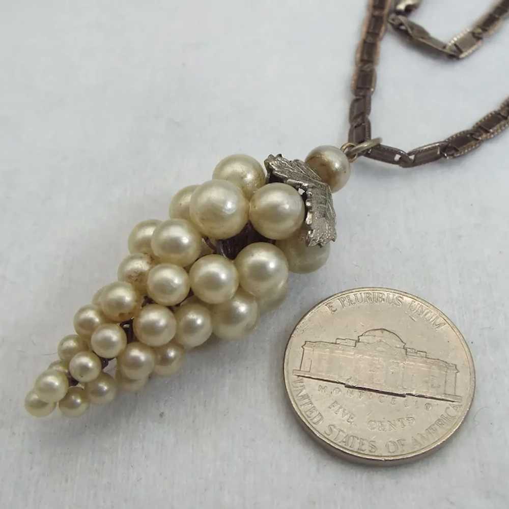 Victorian Revival Faux Pearl Pendant Necklace, Do… - image 5