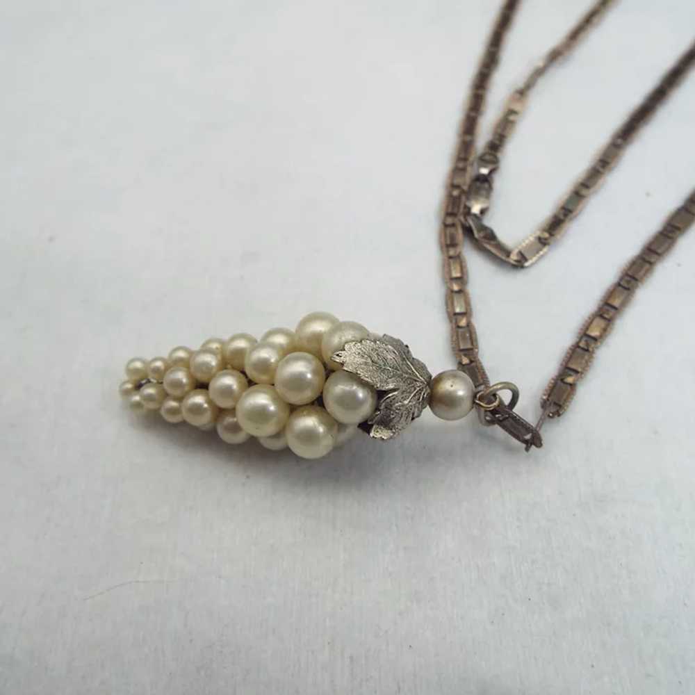 Victorian Revival Faux Pearl Pendant Necklace, Do… - image 6