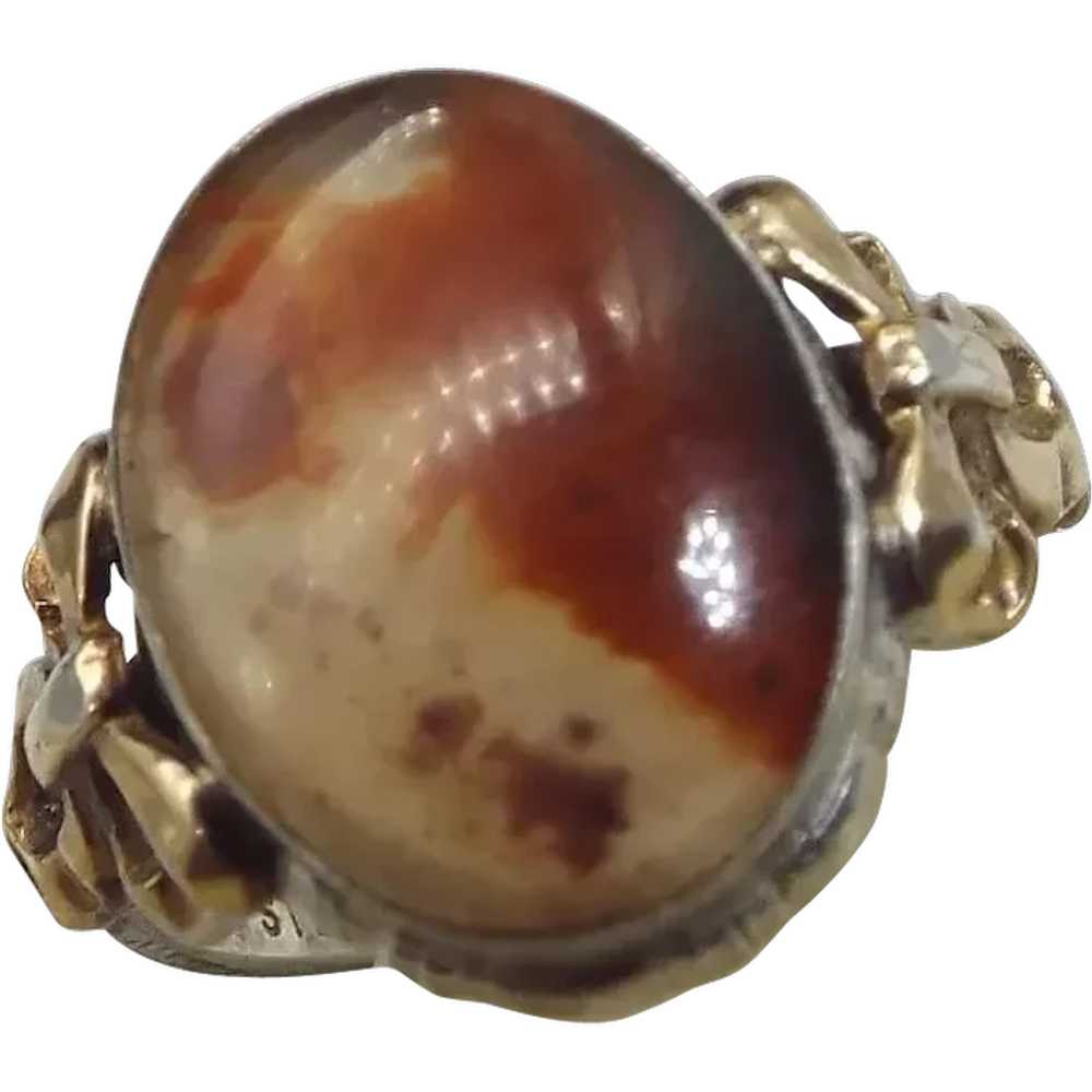 Clark & Coombs Victorian Revival Banded Agate Rin… - image 1