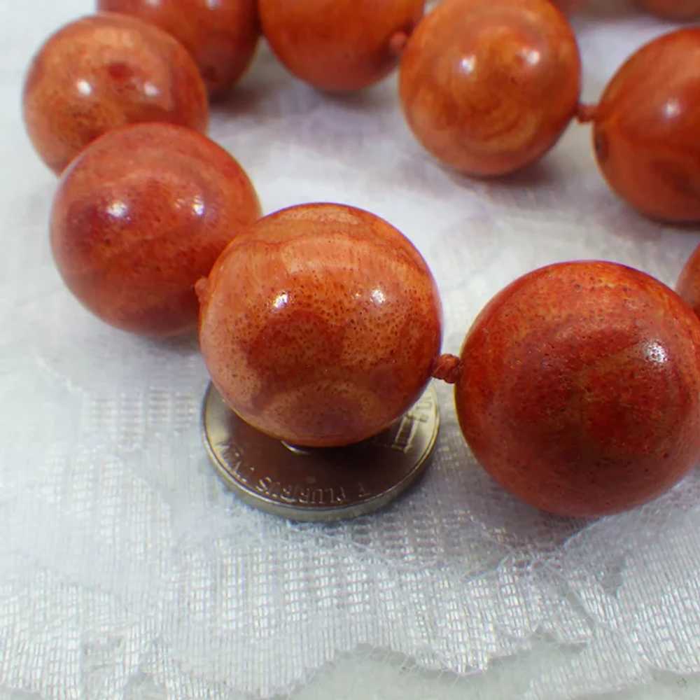 20mm Size Beaded Sponge Coral Necklace, Graduated… - image 2