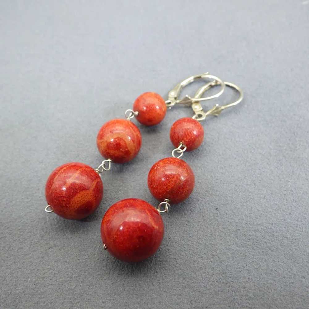 20mm Size Beaded Sponge Coral Necklace, Graduated… - image 4