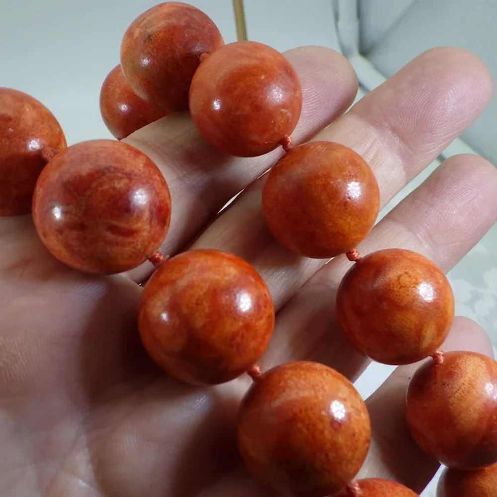 20mm Size Beaded Sponge Coral Necklace, Graduated… - image 7